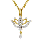 Lab Grown Diamond Pendant 0.49 Carat IGI Certified Round Shape 925 Sterling Silver Yellow Gold Plated Lotus Pendant