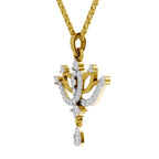 Lab Grown Diamond Pendant 0.49 Carat IGI Certified Round Shape 925 Sterling Silver Yellow Gold Plated Lotus Pendant