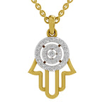 Lab Grown Diamond Pendant Necklace 0.35 Carat IGI Certified Round Shape 925 Sterling Silver Yellow Gold Plated Hamsa Hand Pendant Necklace