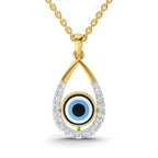 Lab Grown Diamond Pendant Necklace 0.56 Carat IGI Certified Round Shape F-G VS Quality| 925 Sterling Silver Gold Plated Evil Eye Pendant Necklace
