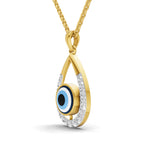 Lab Grown Diamond Pendant Necklace 0.56 Carat IGI Certified Round Shape F-G VS Quality| 925 Sterling Silver Gold Plated Evil Eye Pendant Necklace
