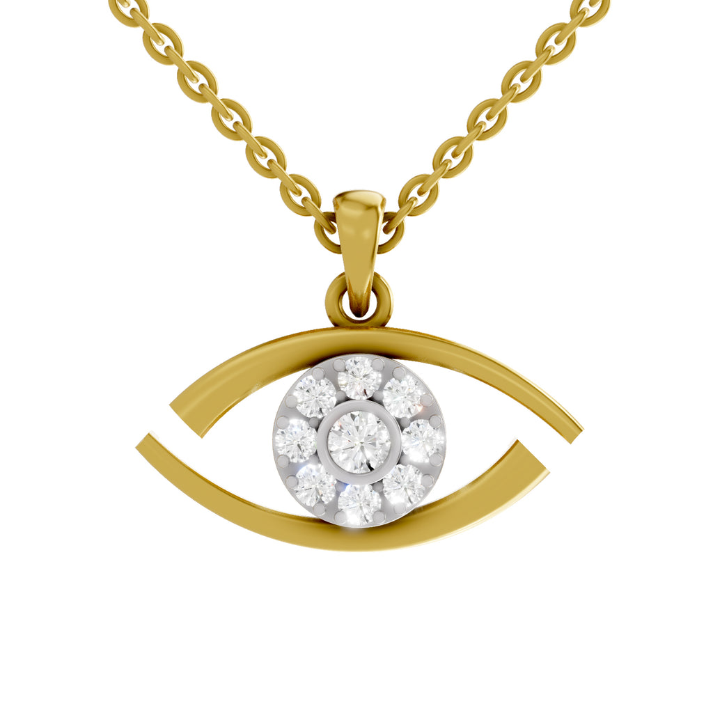 Lab Grown Diamond Pendant Necklace 0.51 Carat IGI Certified Round Shape F-G VS Quality| 925 Sterling Silver Gold Plated Eye Pendant Necklace