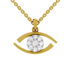 Lab Grown Diamond Pendant Necklace 0.51 Carat IGI Certified Round Shape F-G VS Quality| 925 Sterling Silver Gold Plated Eye Pendant Necklace