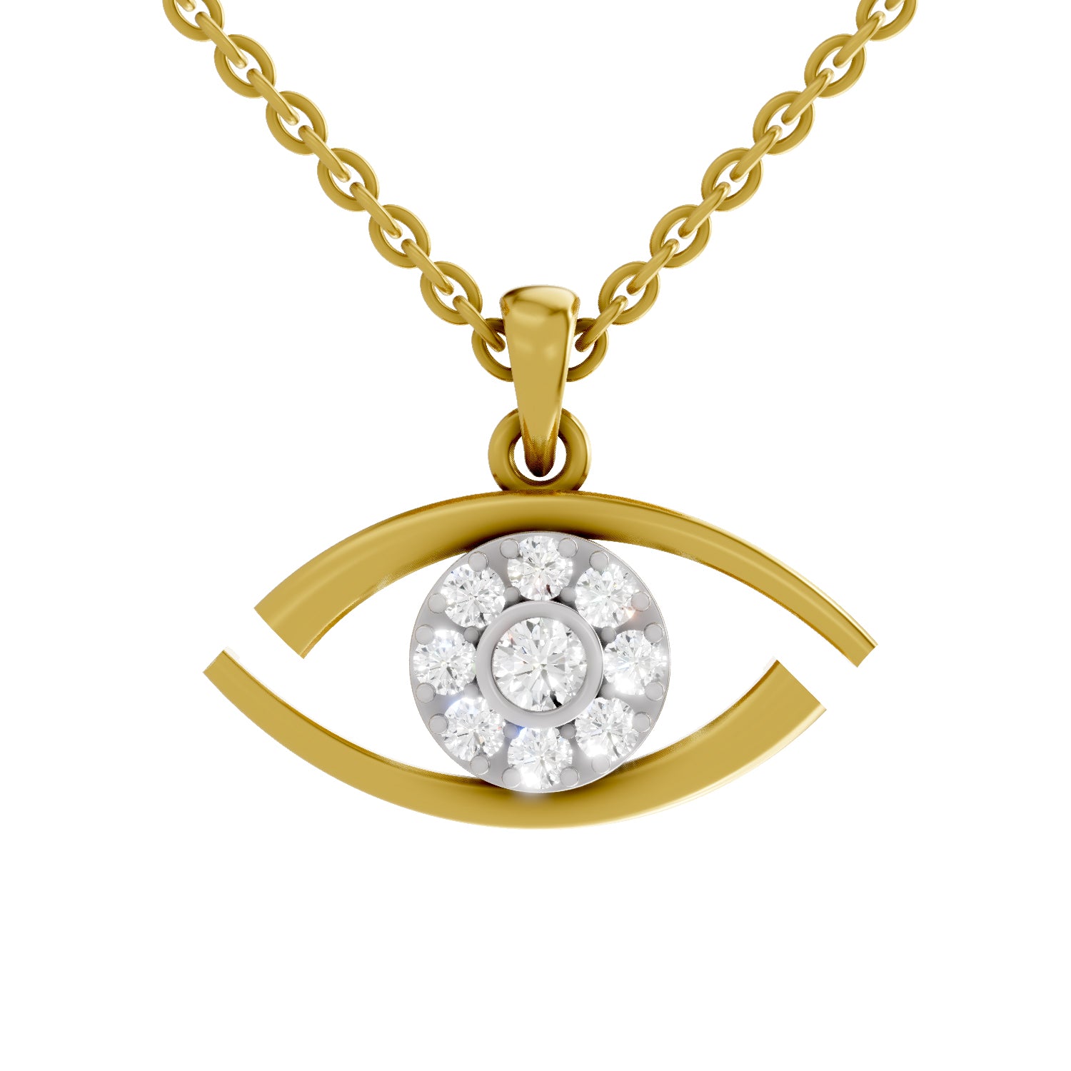 Lab Grown Diamond Pendant Necklace 0.51 Carat IGI Certified Round Shape F-G VS Quality| 925 Sterling Silver Gold Plated Eye Pendant Necklace