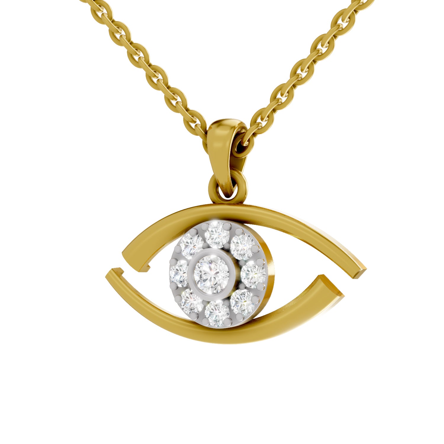 Lab Grown Diamond Pendant Necklace 0.51 Carat IGI Certified Round Shape F-G VS Quality| 925 Sterling Silver Gold Plated Eye Pendant Necklace