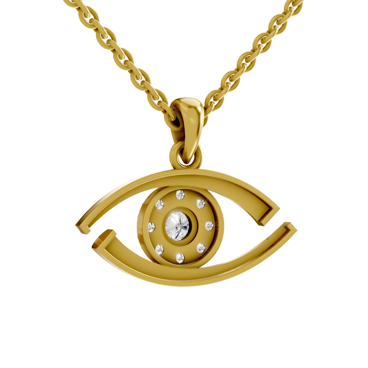 Lab Grown Diamond Pendant Necklace 0.51 Carat IGI Certified Round Shape F-G VS Quality| 925 Sterling Silver Gold Plated Eye Pendant Necklace