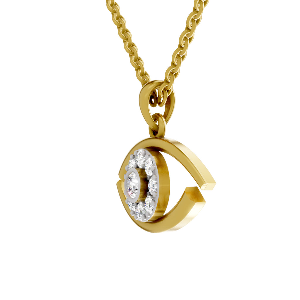 Lab Grown Diamond Pendant Necklace 0.51 Carat IGI Certified Round Shape F-G VS Quality| 925 Sterling Silver Gold Plated Eye Pendant Necklace