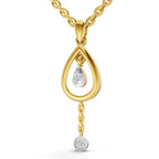 Lab Grown Diamond Pendant Necklace 0.09 Carat Round Shape 925 Sterling Silver Gold Plated Teardrop Pendant Necklace