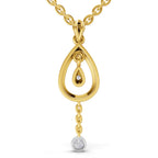 Lab Grown Diamond Pendant Necklace 0.09 Carat Round Shape 925 Sterling Silver Gold Plated Teardrop Pendant Necklace