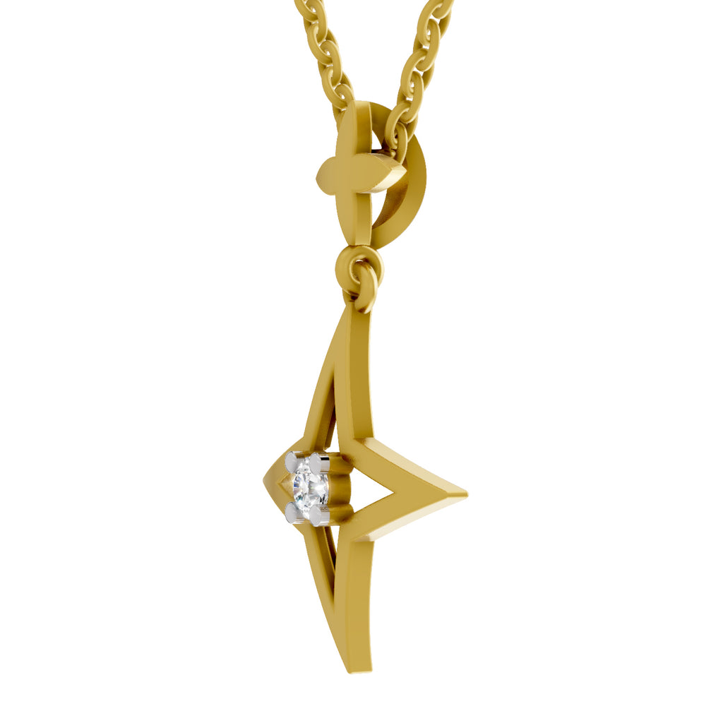 Lab Grown Diamond Pendant Necklace 0.08 Carat Round Shape 925 Sterling Silver Yellow Gold Plated Star Pendant Necklace