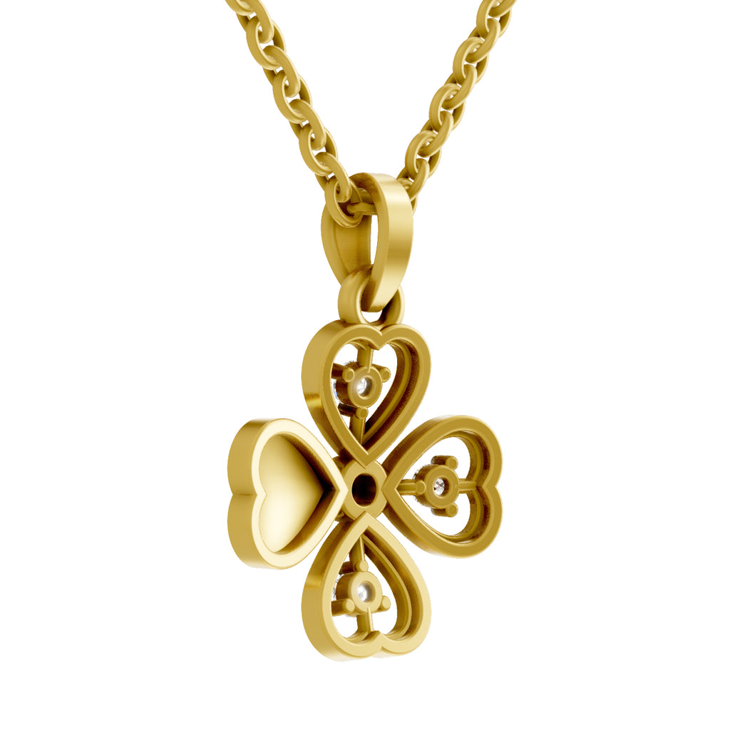 Lab Grown Diamond Pendant Necklace 0.08 Carat Round Shape 925 Sterling Silver Yellow Gold Plated Floral Pendant Necklace