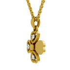 Lab Grown Diamond Pendant Necklace 0.08 Carat Round Shape 925 Sterling Silver Yellow Gold Plated Floral Pendant Necklace