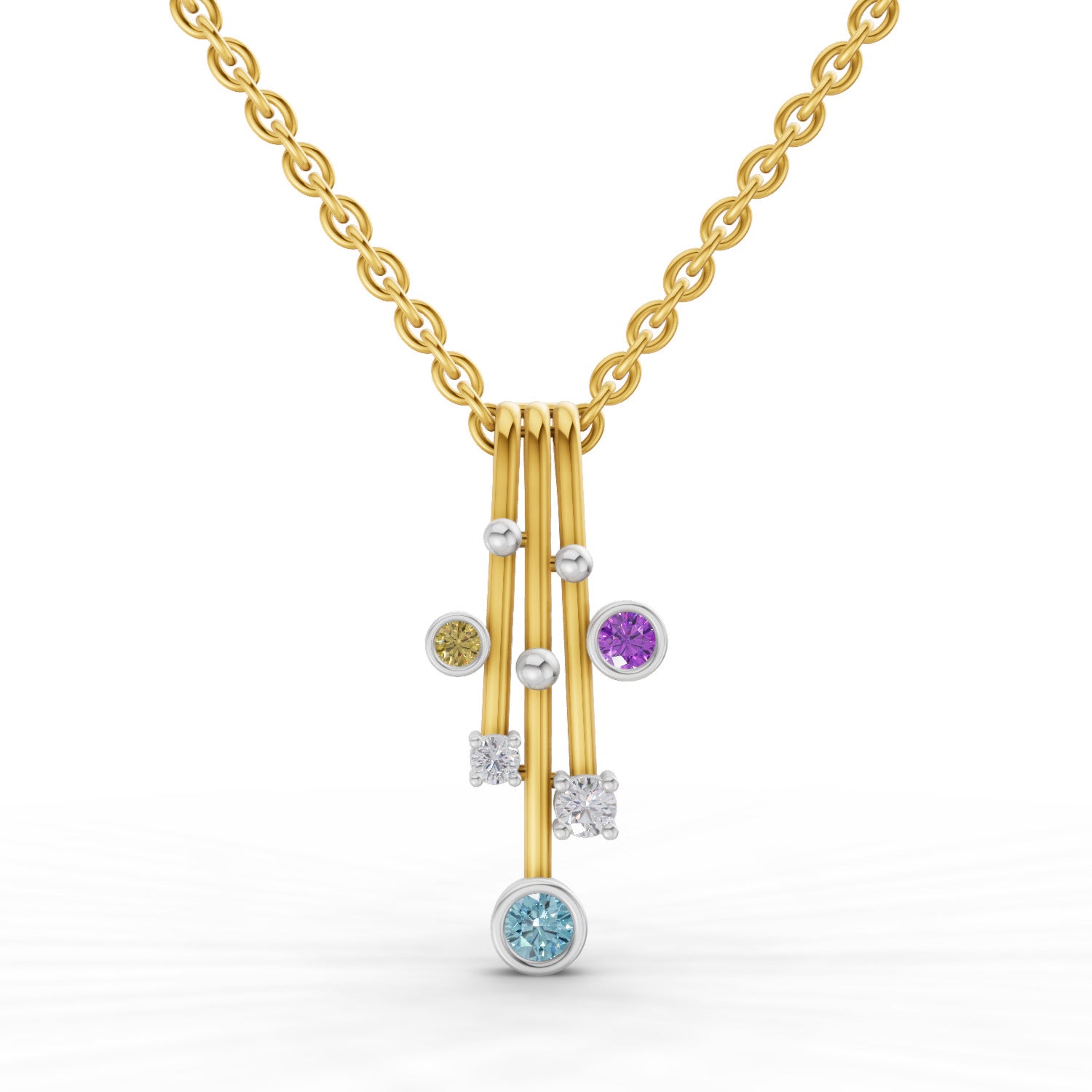 Lab Grown Diamond Pendant 0.1 Carat IGI Certified Round Shape 925 Sterling Silver Yellow Gold Plated Fancy Pendant