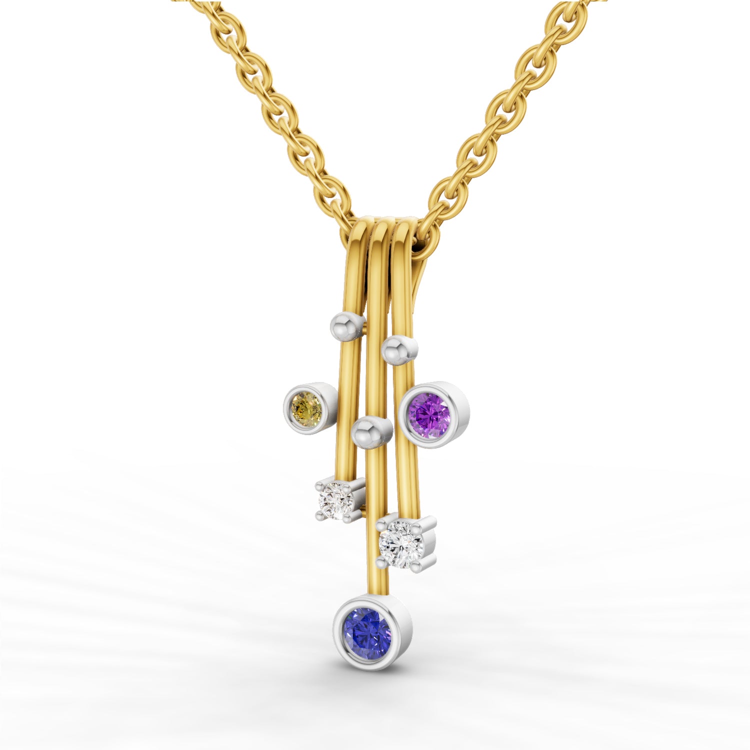 Lab Grown Diamond Pendant 0.1 Carat IGI Certified Round Shape 925 Sterling Silver Yellow Gold Plated Fancy Pendant