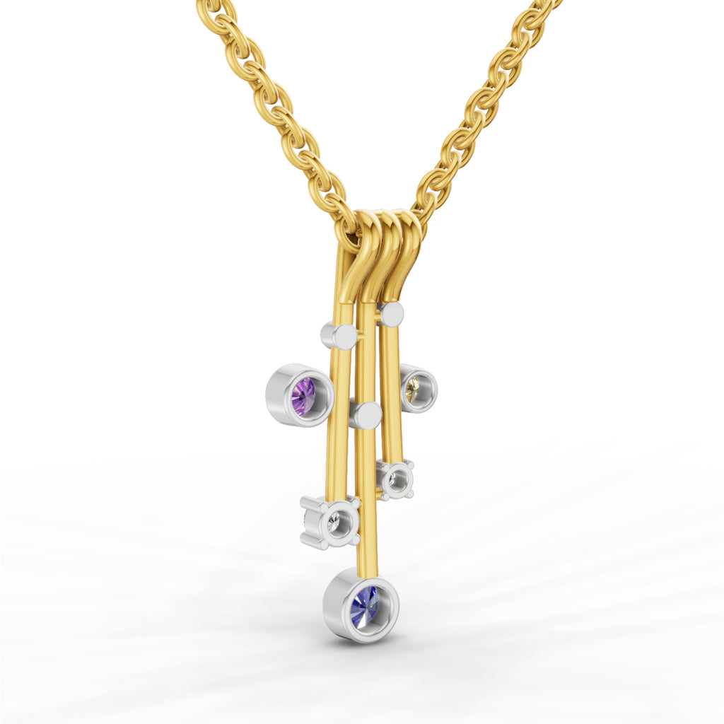 Lab Grown Diamond Pendant 0.1 Carat IGI Certified Round Shape 925 Sterling Silver Yellow Gold Plated Fancy Pendant