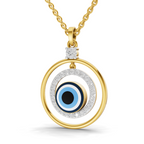 Lab Grown Diamond Pendant Necklace 0.59 Carat IGI Certified Round Shape F-G VS Quality| 925 Sterling Silver Gold Plated Evil Eye Pendant Necklace