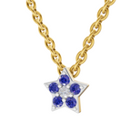 Lab Grown Diamond Pendant Necklace 0.02 Carat Round Shape 925 Sterling Silver Gold Plated Star Pendant Necklace