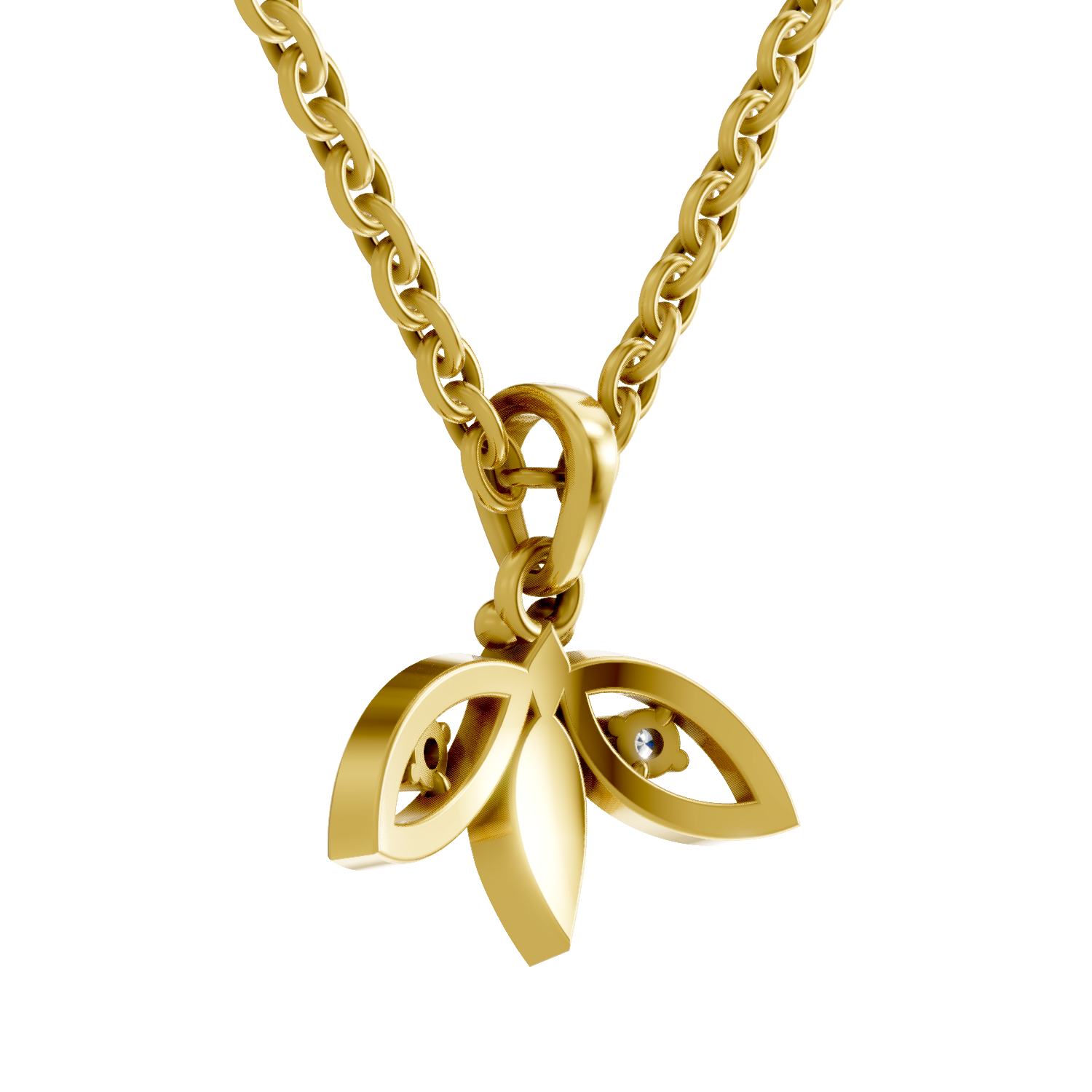 Lab Grown Diamond Pendant Necklace 0.04 Carat Round Shape 925 Sterling Silver Gold Plated Bee Pendant Necklace