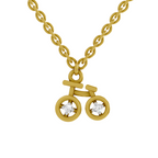 Lab Grown Diamond Pendant Necklace 0.04 Carat Round Shape 925 Sterling Silver Gold Plated Cycle Pendant Necklace