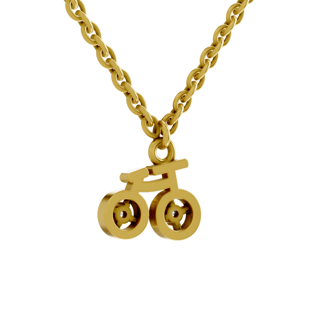 Lab Grown Diamond Pendant Necklace 0.04 Carat Round Shape 925 Sterling Silver Gold Plated Cycle Pendant Necklace