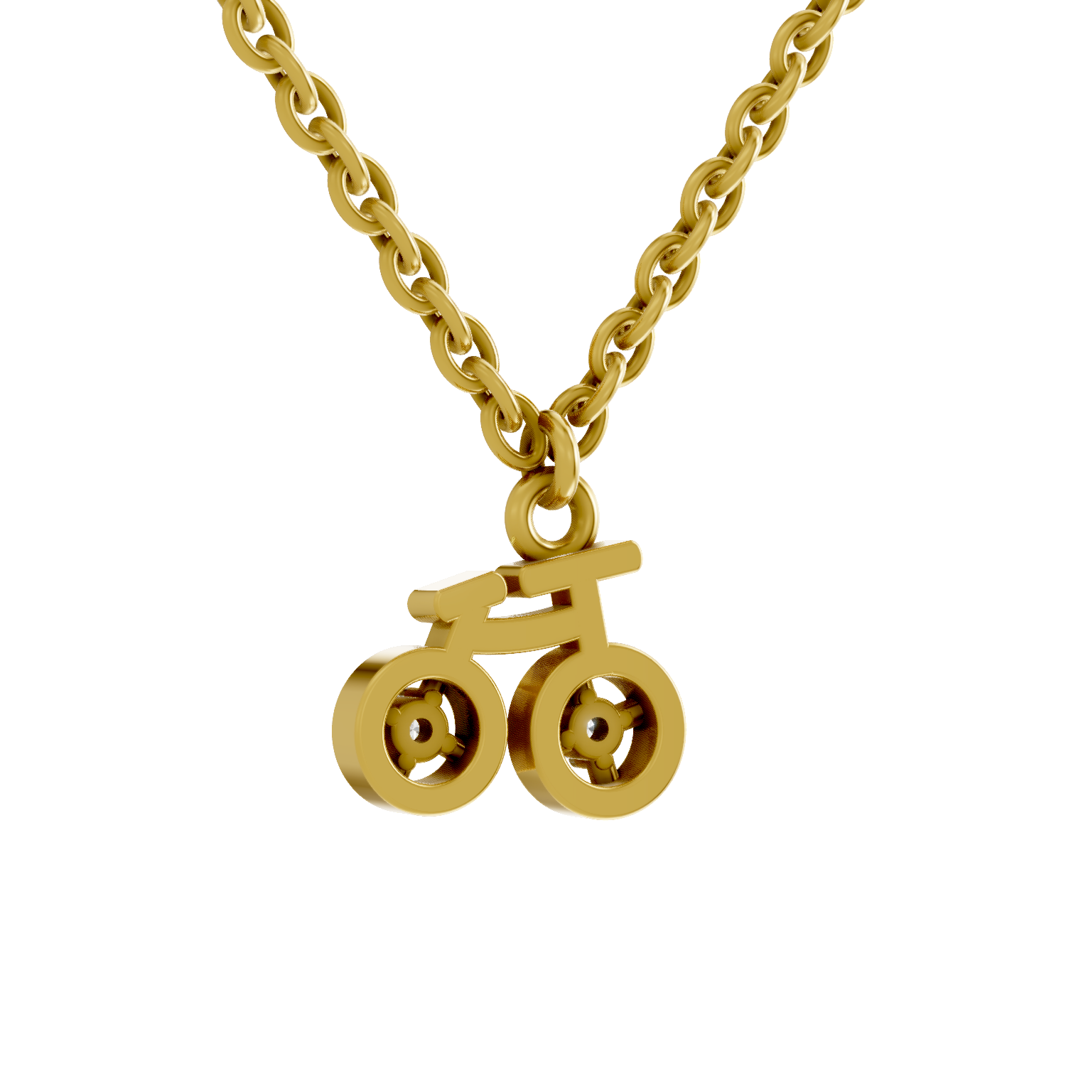 Lab Grown Diamond Pendant Necklace 0.04 Carat Round Shape 925 Sterling Silver Gold Plated Cycle Pendant Necklace