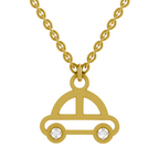 Lab Grown Diamond Pendant Necklace 0.02 Carat Round Shape 925 Sterling Silver Gold Plated Car Pendant Necklace