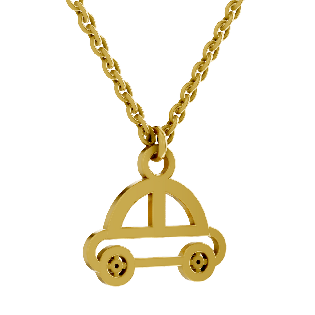 Lab Grown Diamond Pendant Necklace 0.02 Carat Round Shape 925 Sterling Silver Gold Plated Car Pendant Necklace