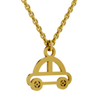 Lab Grown Diamond Pendant Necklace 0.02 Carat Round Shape 925 Sterling Silver Gold Plated Car Pendant Necklace