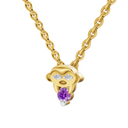 Lab Grown Diamond Pendant Necklace 0.02 Carat Round Shape 925 Sterling Silver Gold Plated Twinkle Toes Monkey Pendant Necklace
