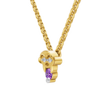 Lab Grown Diamond Pendant Necklace 0.02 Carat Round Shape 925 Sterling Silver Gold Plated Twinkle Toes Monkey Pendant Necklace