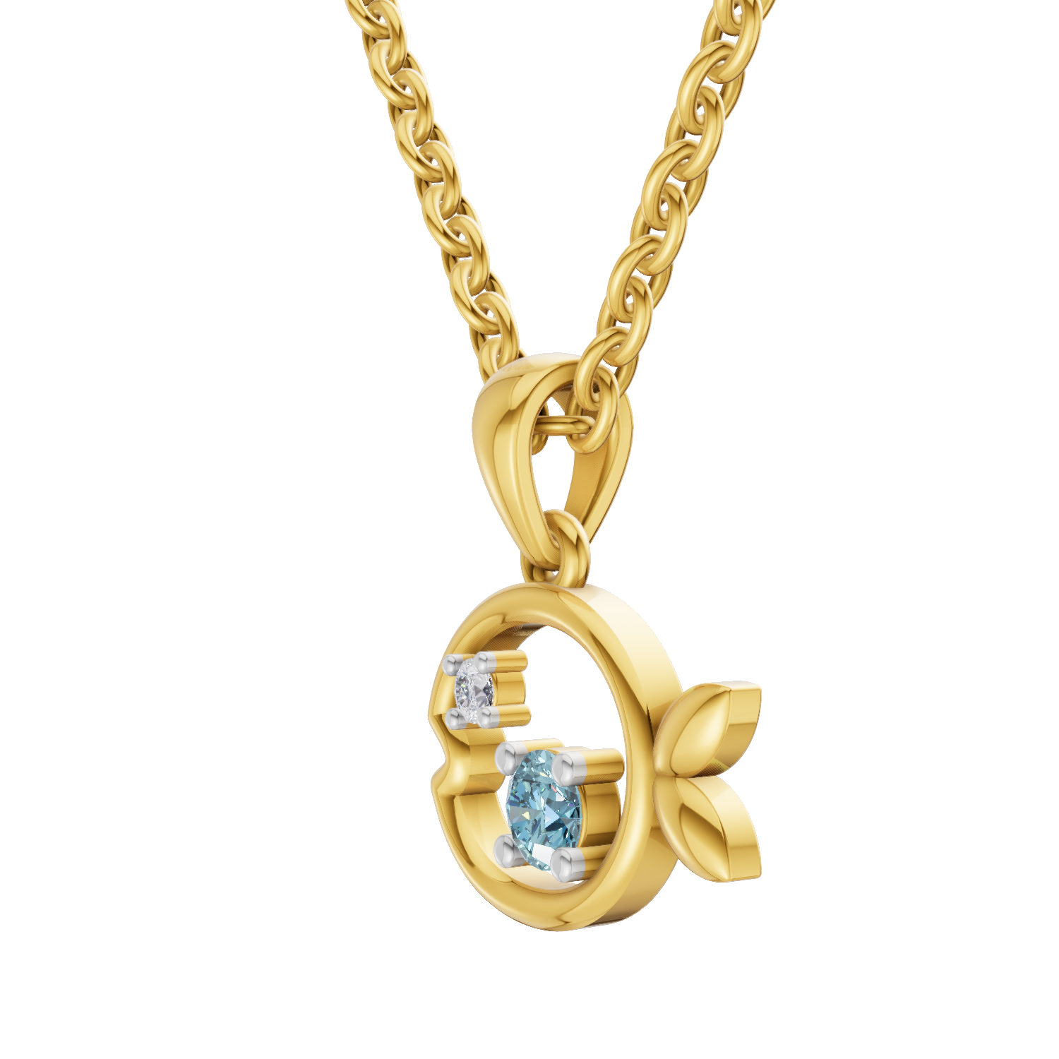Lab Grown Diamond Pendant Necklace 0.02 Carat Round Shape 925 Sterling Silver Gold Plated Fish Pendant Necklace