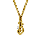 Lab Grown Diamond Pendant Necklace 0.02 Carat Round Shape 925 Sterling Silver Gold Plated Initial B Pendant Necklace