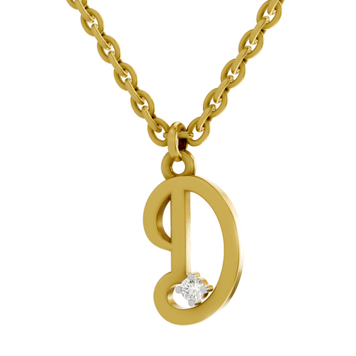 Lab Grown Diamond Pendant Necklace 0.02 Carat Round Shape 925 Sterling Silver Gold Plated Kids Pendant Necklace