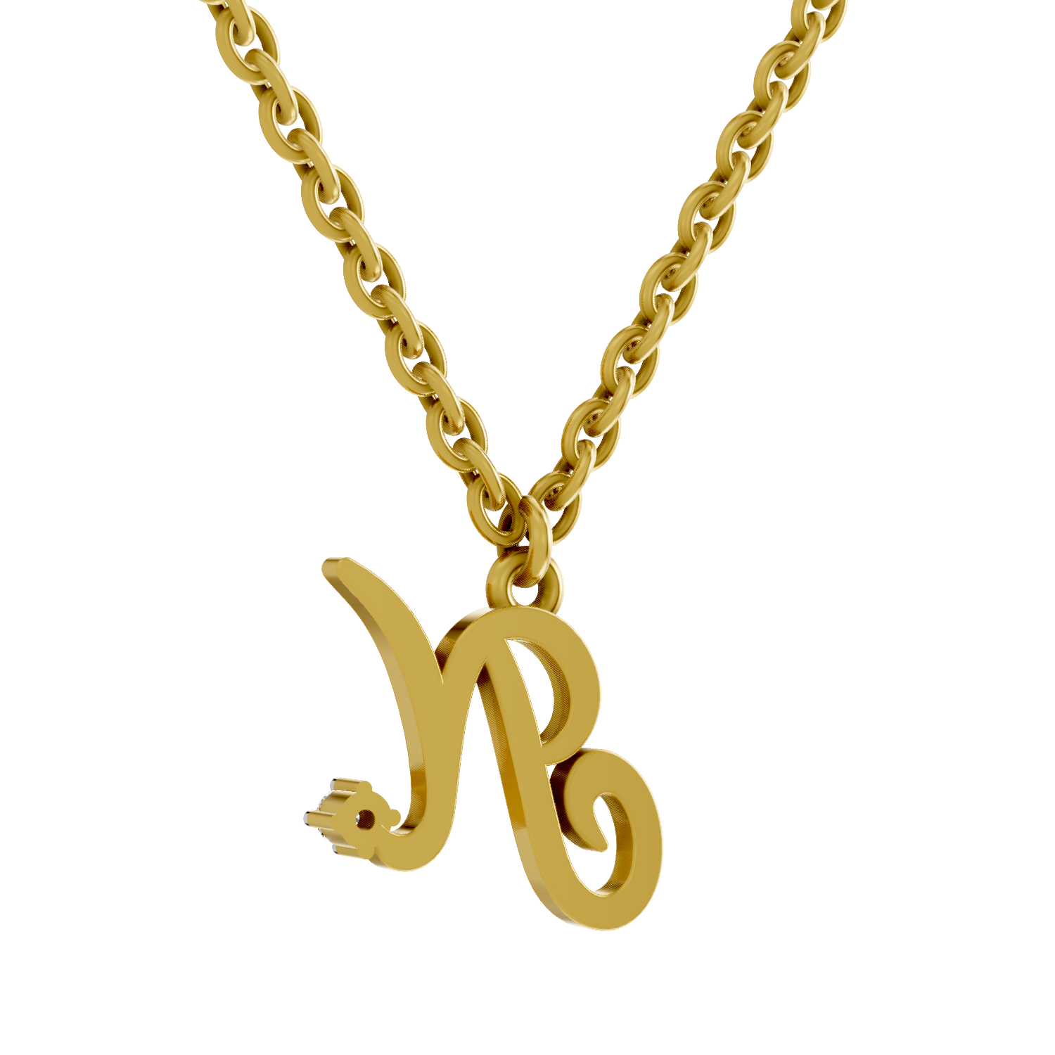 Lab Grown Diamond Pendant Necklace 0.02 Carat Round Shape 925 Sterling Silver Gold Plated Initial N Pendant Necklace