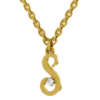 Lab Grown Diamond Pendant Necklace 0.02 Carat Round Shape 925 Sterling Silver Gold Plated Initial S Pendant Necklace
