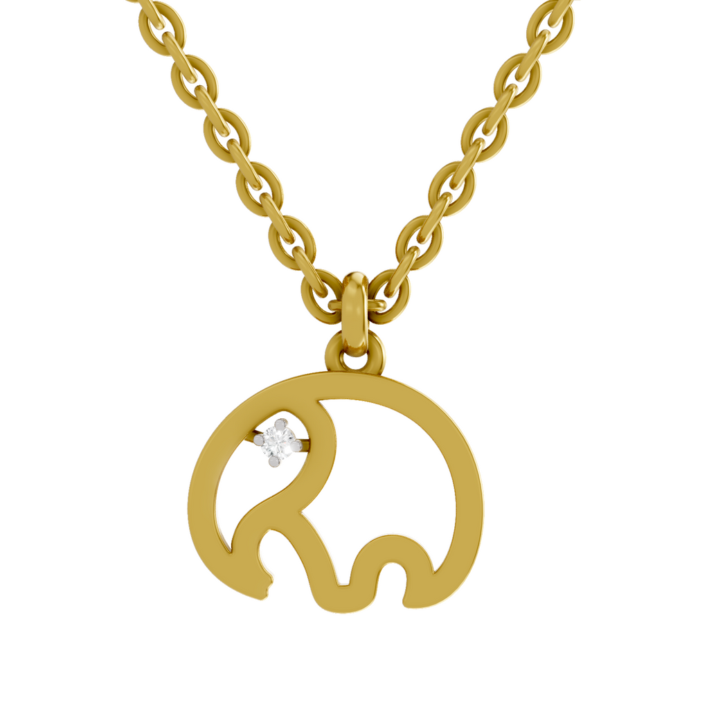 Lab Grown Diamond Pendant Necklace 0.01 Carat Round Shape 925 Sterling Silver Gold Plated Kid's Pendant Necklace