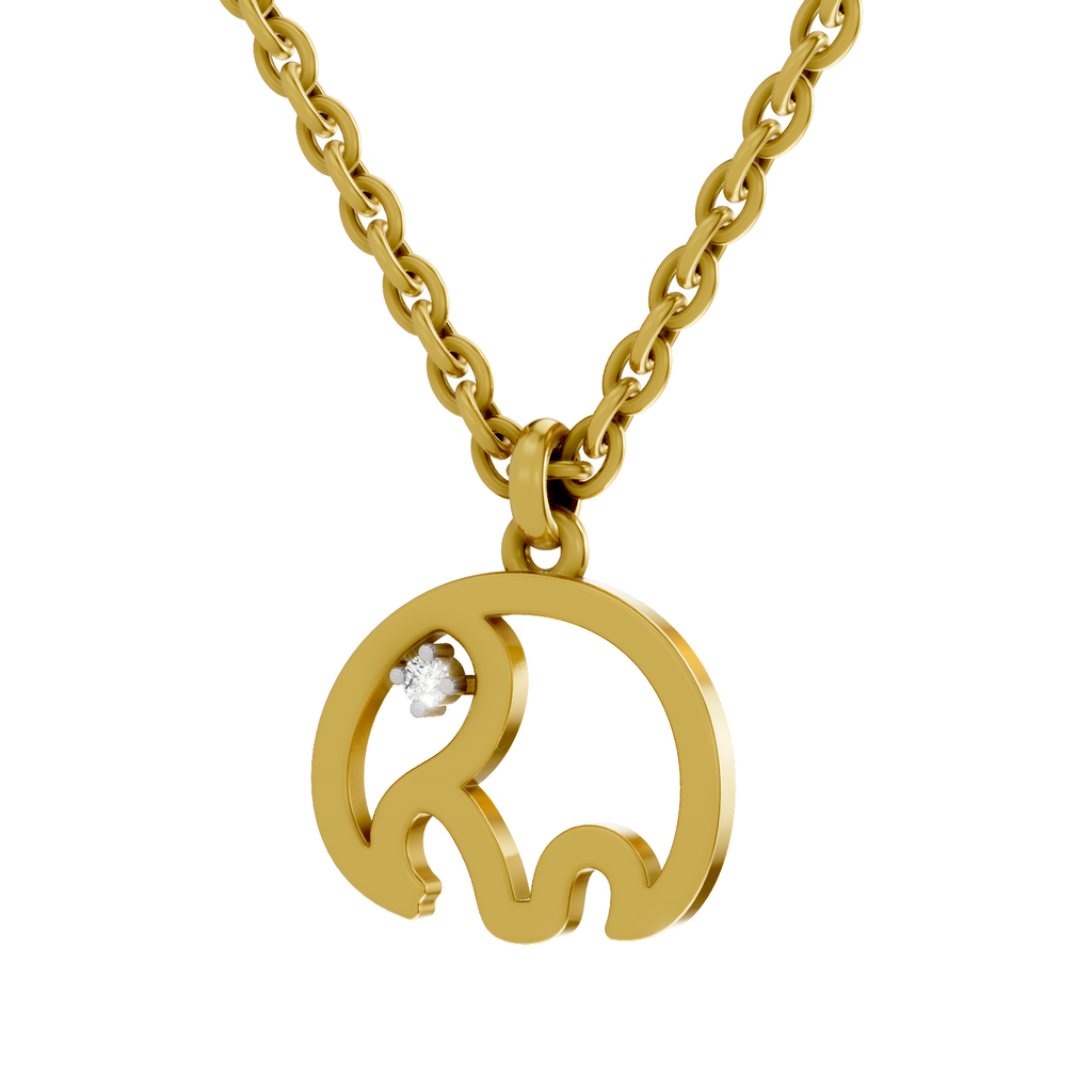 Lab Grown Diamond Pendant Necklace 0.01 Carat Round Shape 925 Sterling Silver Gold Plated Kid's Pendant Necklace