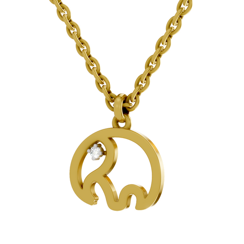 Lab Grown Diamond Pendant Necklace 0.01 Carat Round Shape 925 Sterling Silver Gold Plated Kid's Pendant Necklace