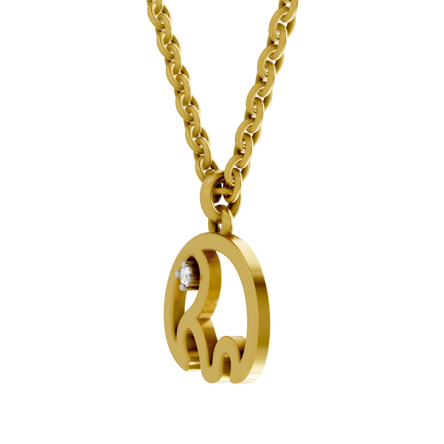Lab Grown Diamond Pendant Necklace 0.01 Carat Round Shape 925 Sterling Silver Gold Plated Kid's Pendant Necklace