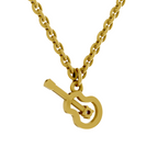 Lab Grown Diamond Pendant Necklace 0.02 Carat Round Shape 925 Sterling Silver Gold Plated Guitar Charm Pendant Necklace