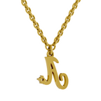 Lab Grown Diamond Pendant Necklace 0.02 Carat Round Shape 925 Sterling Silver Gold Plated Initial A Pendant Necklace