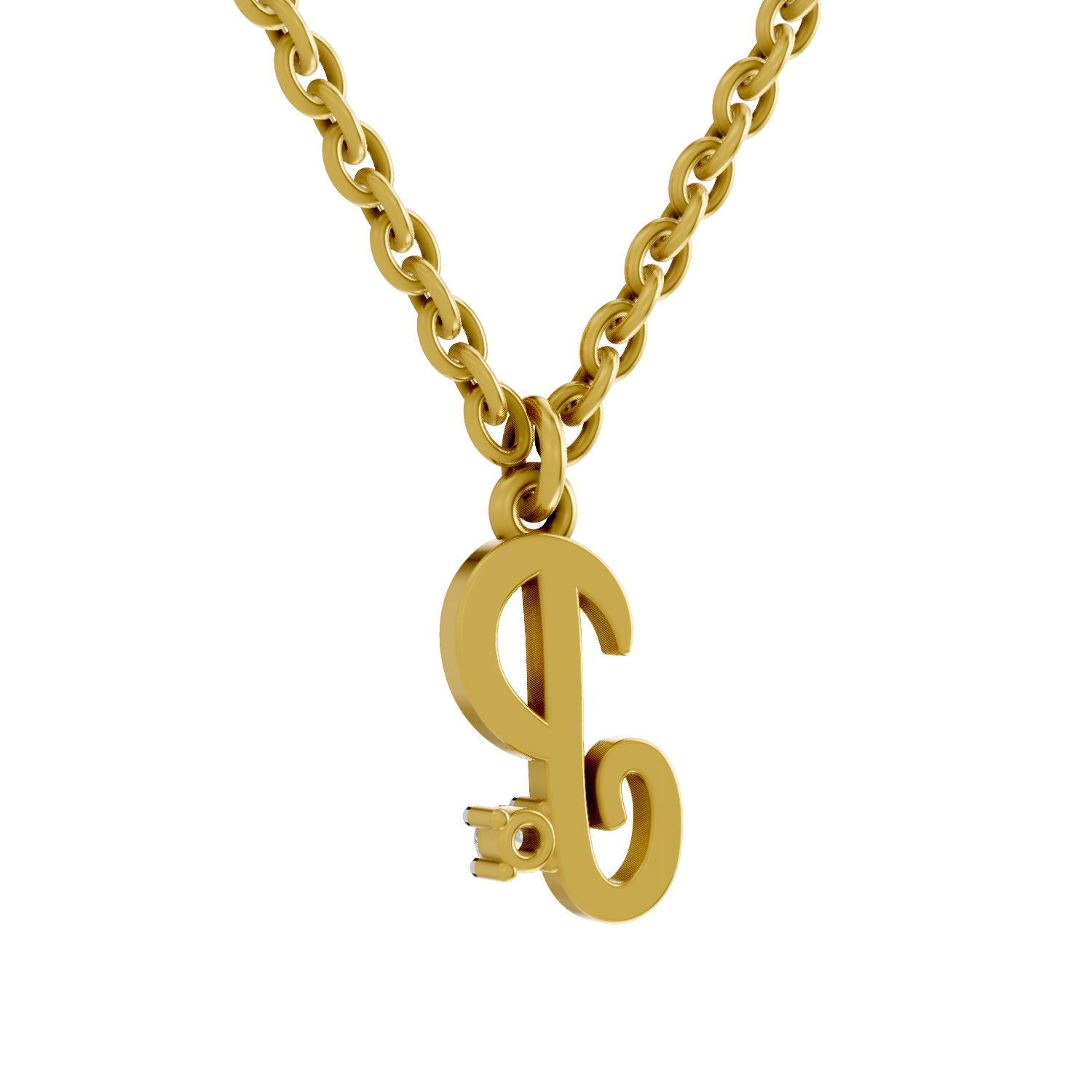 Lab Grown Diamond Pendant Necklace 0.02 Carat Round Shape 925 Sterling Silver Gold Plated Initial P Pendant Necklace