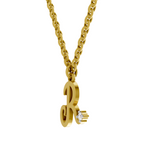 Lab Grown Diamond Pendant Necklace 0.02 Carat Round Shape 925 Sterling Silver Gold Plated Initial R Pendant Necklace