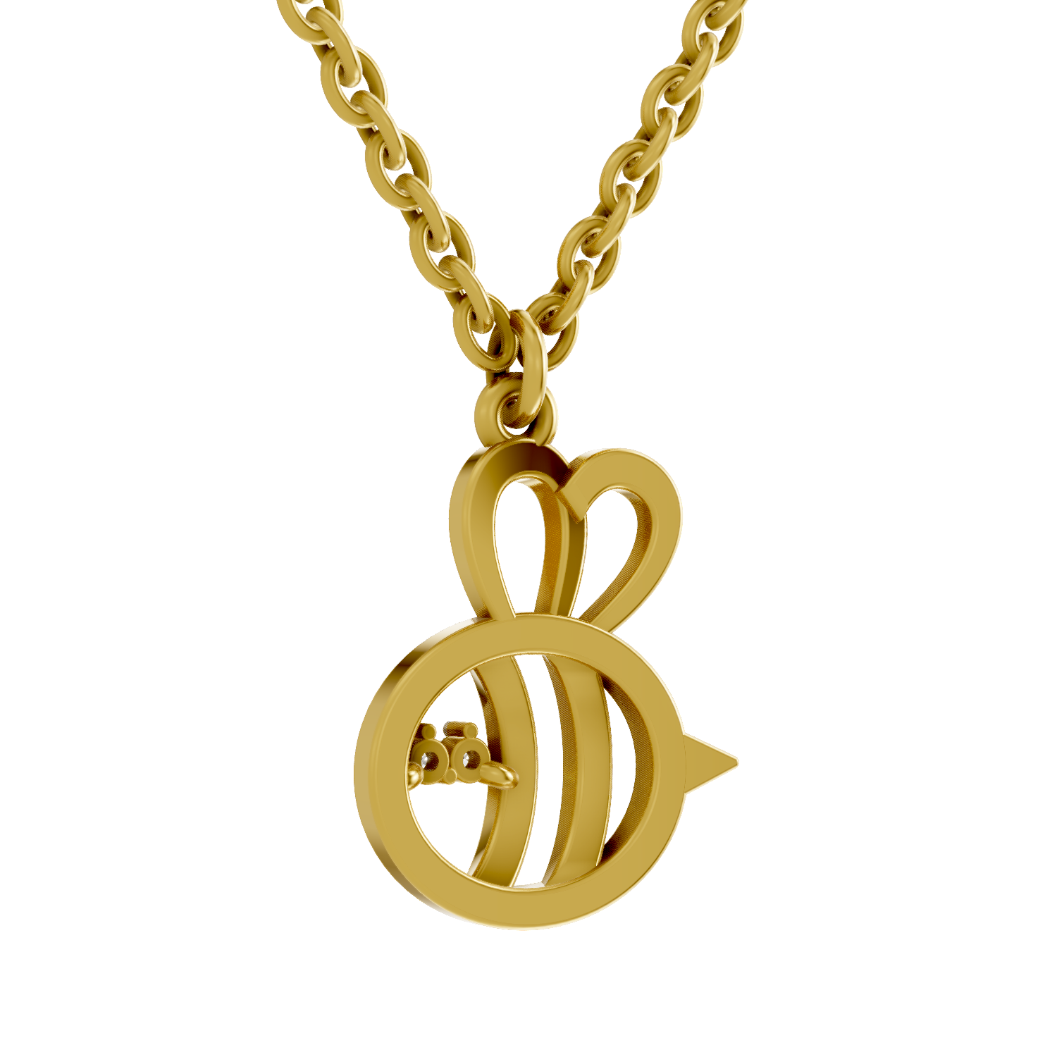 Lab Grown Diamond Pendant Necklace 0.02 Carat Round Shape 925 Sterling Silver Gold Plated Busy Bee Pendant Necklace