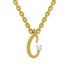 Lab Grown Diamond Pendant Necklace 0.02 Carat Round Shape 925 Sterling Silver Gold Plated Initial C Pendant Necklace
