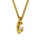 Lab Grown Diamond Pendant Necklace 0.02 Carat Round Shape 925 Sterling Silver Gold Plated Initial C Pendant Necklace