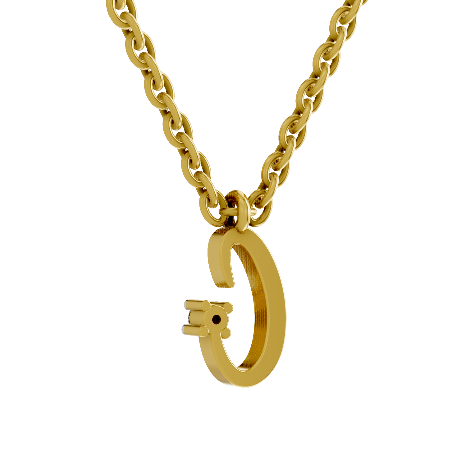 Lab Grown Diamond Pendant Necklace 0.02 Carat Round Shape 925 Sterling Silver Gold Plated Initial C Pendant Necklace