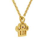 Lab Grown Diamond Pendant Necklace 0.02 Carat Round Shape 925 Sterling Silver Gold Plated Cupcake Charm Pendant Necklace