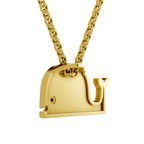Lab Grown Diamond Pendant Necklace 0.02 Carat Round Shape 925 Sterling Silver Gold Plated Whale Fish Pendant Necklace