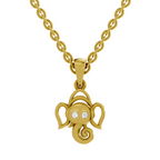 Lab Grown Diamond Pendant Necklace 0.02 Carat Round Shape 925 Sterling Silver Gold Plated Bal Ganesha Pendant Necklace